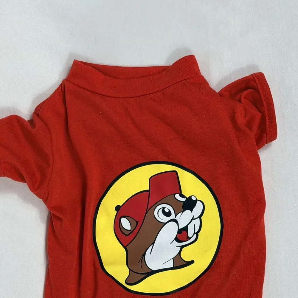 Buc-ee’s Pet Dog T-Shirt Red Beaver Logo Size Medium